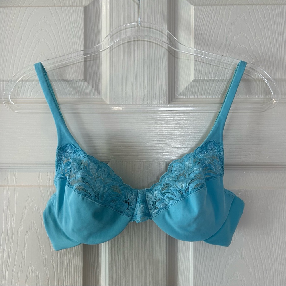 Gilligan & O’Malley 36B Blue Unlined Lace Trim Bra Vintage Inspired Mermaidcore